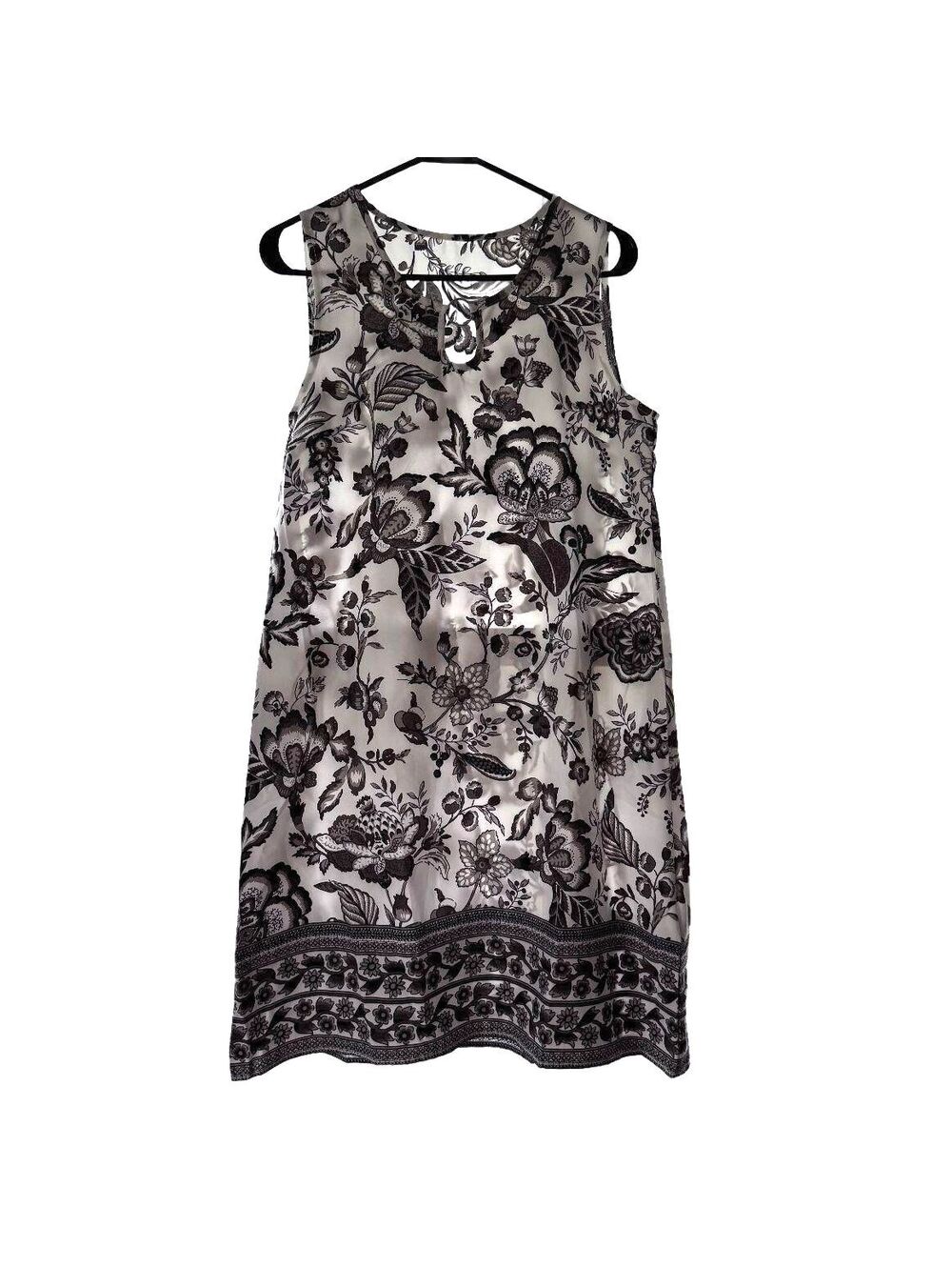 Emery Rose NWT Monochrome Floral Sleeveless Shift Dress Women's Medium